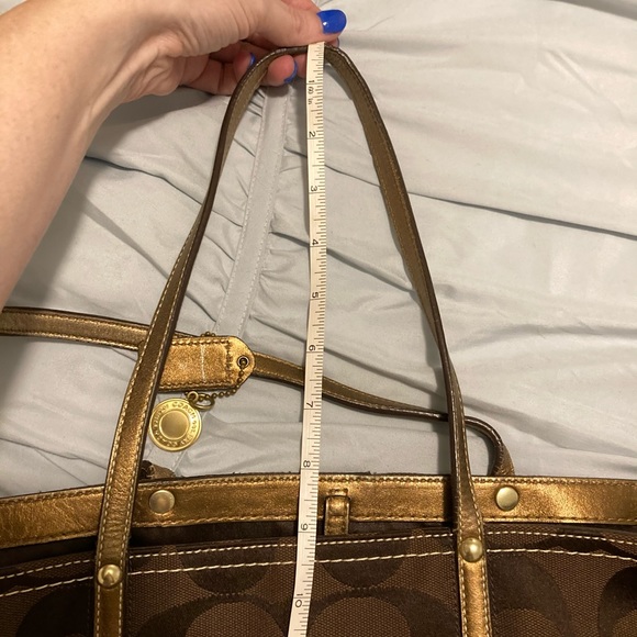 Large Signature Stripe Brown/Bronze Tote - Picture 6 of 8